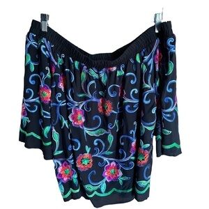KAREN KANE OFF SHOULDER FLORAL EMBROIDERED MULTI COLOR TOP SIZE M